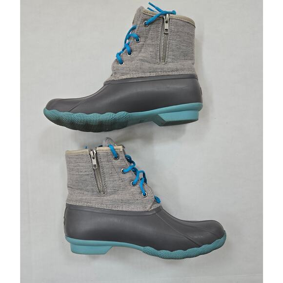 Sperry Top-Sider Boot Womens 9M Gray Waterproof Rubber Boot Saltwater Short Rain - Picture 1 of 6